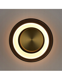 Kinkiet DONUT LED 18 cm czarno-złoty szklany – oświetlenie ścienne do sypialni i salonu, 3000K, 480 lm