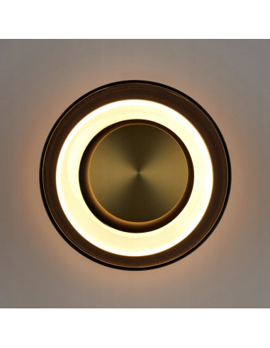 Kinkiet DONUT LED 18 cm czarno-złoty szklany – oświetlenie ścienne do sypialni i salonu, 3000K, 480 lm