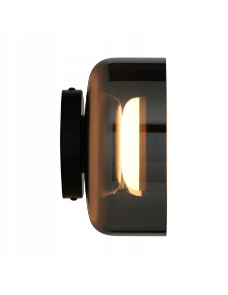 Kinkiet DONUT LED 18 cm czarno-złoty szklany – oświetlenie ścienne do sypialni i salonu, 3000K, 480 lm