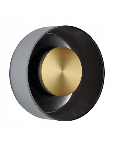 Kinkiet DONUT LED 18 cm czarno-złoty szklany – oświetlenie ścienne do sypialni i salonu, 3000K, 480 lm