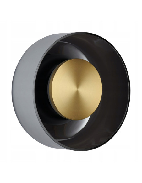 Kinkiet DONUT LED 18 cm czarno-złoty szklany – oświetlenie ścienne do sypialni i salonu, 3000K, 480 lm