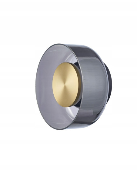 Kinkiet DONUT LED 18 cm czarno-złoty szklany – oświetlenie ścienne do sypialni i salonu, 3000K, 480 lm