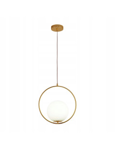 Lampa wisząca COSTA ROUND złota z białym kloszem 35 cm E27 designerska do salonu i jadalni