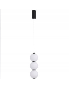 Perła – nowoczesna wisząca lampa LED 3-punktowa czarno-biała, regulowana wysokość 50–260 cm, kula Ø12 cm