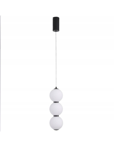 Perła – nowoczesna wisząca lampa LED 3-punktowa czarno-biała, regulowana wysokość 50–260 cm, kula Ø12 cm