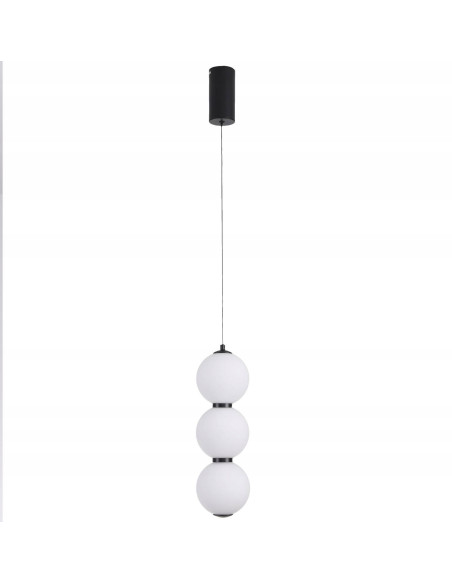 Perła – nowoczesna wisząca lampa LED 3-punktowa czarno-biała, regulowana wysokość 50–260 cm, kula Ø12 cm