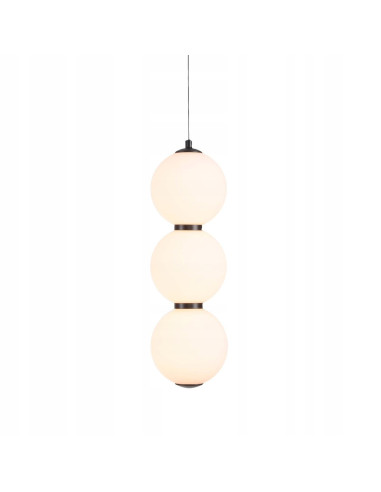 Perła – nowoczesna wisząca lampa LED 3-punktowa czarno-biała, regulowana wysokość 50–260 cm, kula Ø12 cm