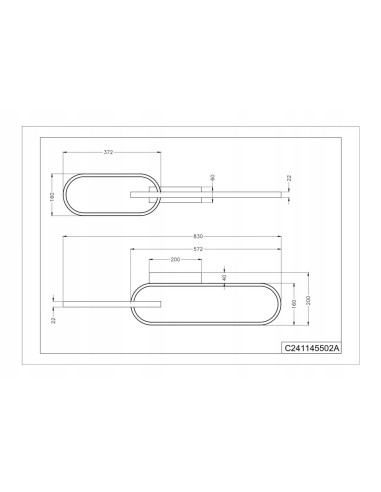 Zuma Line RAVON plafon LED 24W czarny ze złotym akcentem 83x20 cm, ciepła biel 3000K, nowoczesny geometryczny дизайн