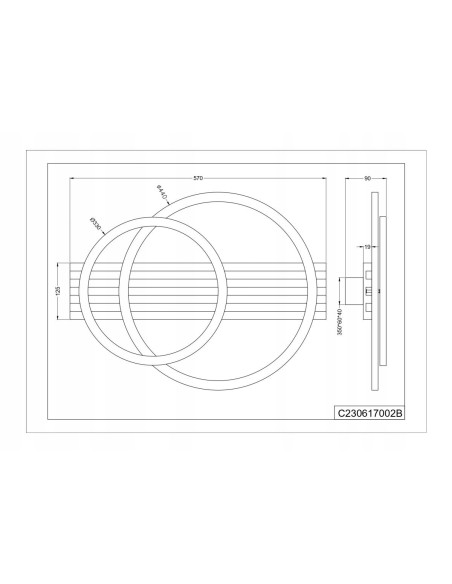 Plafon LED SERENA 57 cm z drewnianym akcentem – czarno-złoty, 40W, 3000K