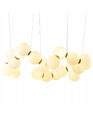Lampa wisząca CORALLI-80 | Białe mleczne kule, mosiężne akcenty, LED 48W, regulowana wysokość