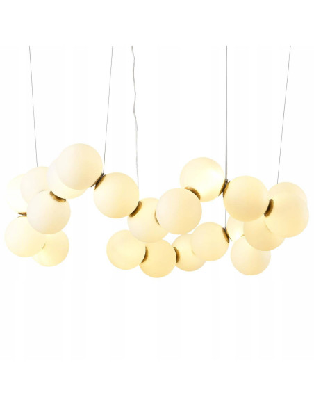 Lampa wisząca CORALLI-80 | Białe mleczne kule, mosiężne akcenty, LED 48W, regulowana wysokość