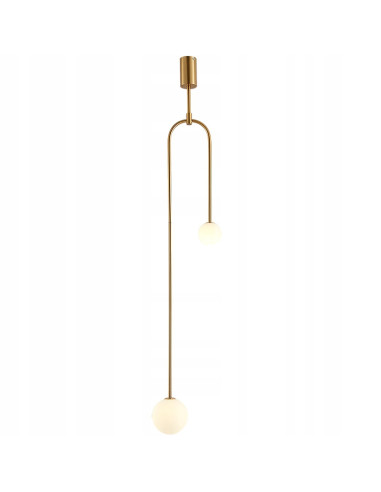 LOOP Lampa wisząca 2-pkt złota rama z białymi kloszami regulowana 123 cm - Step into design