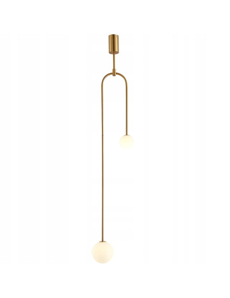 LOOP Lampa wisząca 2-pkt złota rama z białymi kloszami regulowana 123 cm - Step into design