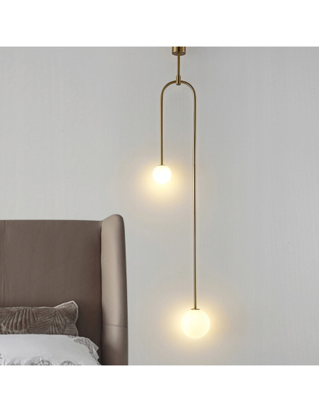 LOOP Lampa wisząca 2-pkt złota rama z białymi kloszami regulowana 123 cm - Step into design