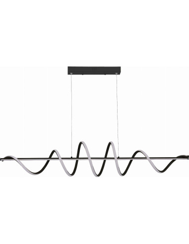 Zuma Line ESERO – Nowoczesna lampa sufitowa LED 120 cm czarna, designerska listwa falująca 60W, 3200 lm