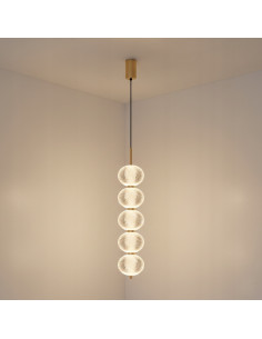 Lampa wisząca GALATEA Zuma Line 30W LED 3-kolorowa złoto-przezroczysta, pilot, 120 cm