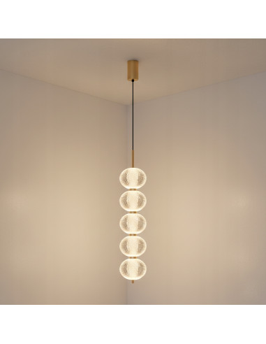 Lampa wisząca GALATEA Zuma Line 30W LED 3-kolorowa złoto-przezroczysta, pilot, 120 cm