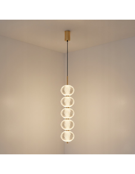 Lampa wisząca GALATEA Zuma Line 30W LED 3-kolorowa złoto-przezroczysta, pilot, 120 cm