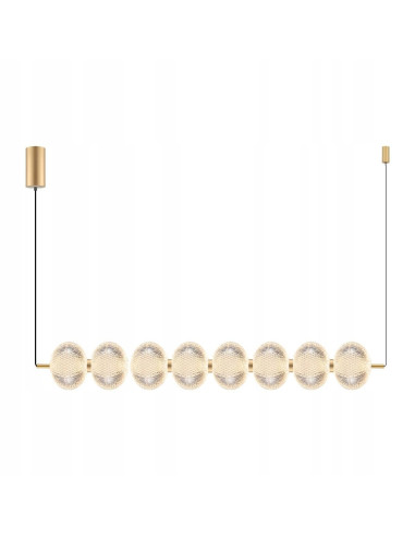 Zuma Line GALATEA – ekskluzyjna lampa wisząca LED 50W, regulowana barwa 3000/4500/6500K, pilot, złota belka nad wyspę 109x120 cm