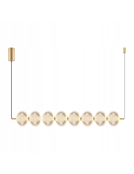 Zuma Line GALATEA – ekskluzyjna lampa wisząca LED 50W, regulowana barwa 3000/4500/6500K, pilot, złota belka nad wyspę 109x120 cm