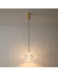 Zuma Line GALATEA Lampa wisząca kula 15 cm LED 6,5W regulacja barwy 3000/4500/6500K transparentna/złota