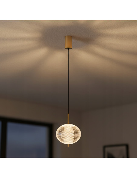 Zuma Line GALATEA Lampa wisząca kula 15 cm LED 6,5W regulacja barwy 3000/4500/6500K transparentna/złota