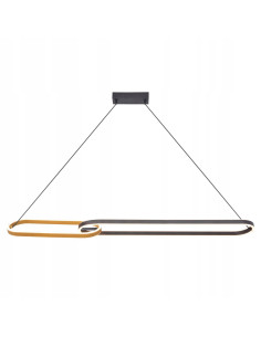 Lampa wisząca RAVON LED 2-owale 150 cm czarno-złota – nowoczesna do jadalni i salonu, 40W, 2200 lm