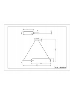 Lampa wisząca RAVON LED 2-owale 150 cm czarno-złota – nowoczesna do jadalni i salonu, 40W, 2200 lm 2