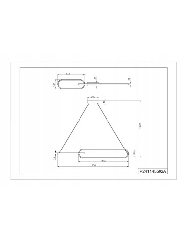 Lampa wisząca RAVON LED 2-owale 150 cm czarno-złota – nowoczesna do jadalni i salonu, 40W, 2200 lm
