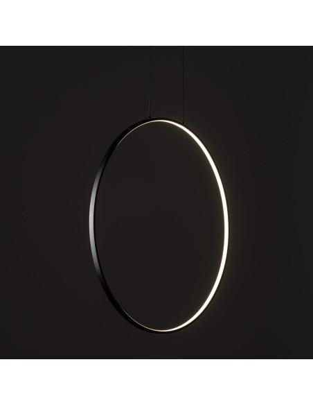 Nowodvorski Circolo 10860 — czarna minimalistyczna lampa sufitowa LED Ø45 cm, regulowane zawieszenie 140 cm