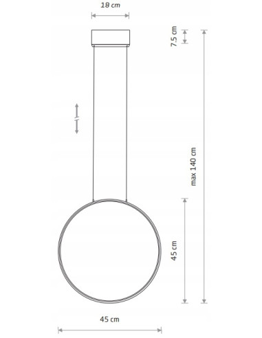 Nowodvorski Circolo 10860 — czarna minimalistyczna lampa sufitowa LED Ø45 cm, regulowane zawieszenie 140 cm