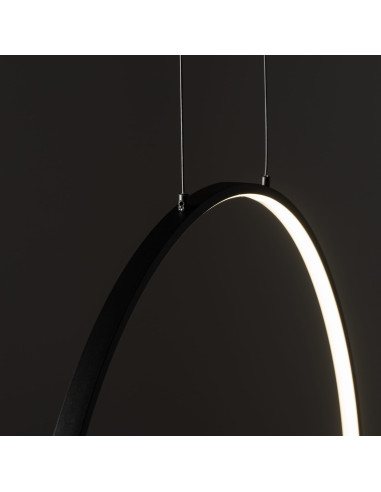 Nowodvorski Circolo 10860 — czarna minimalistyczna lampa sufitowa LED Ø45 cm, regulowane zawieszenie 140 cm