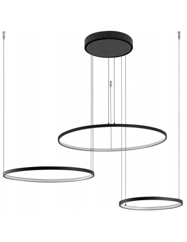 Nowodvorski CIRCOLO 11648 – nowoczesna czarna lampa LED wisząca 3-punktowa 125x140 cm, 3000K, 3750 lm