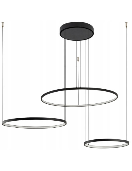 Nowodvorski CIRCOLO 11648 – nowoczesna czarna lampa LED wisząca 3-punktowa 125x140 cm, 3000K, 3750 lm