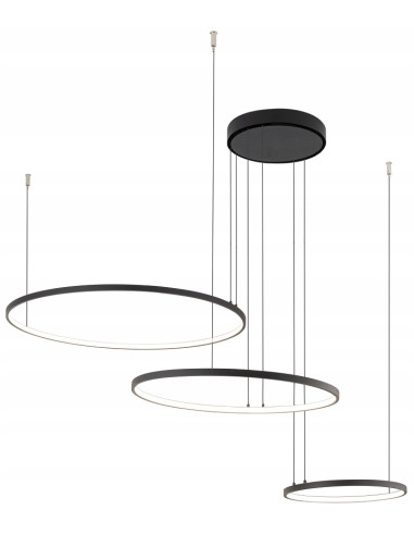 Nowodvorski CIRCOLO 11648 – nowoczesna czarna lampa LED wisząca 3-punktowa 125x140 cm, 3000K, 3750 lm
