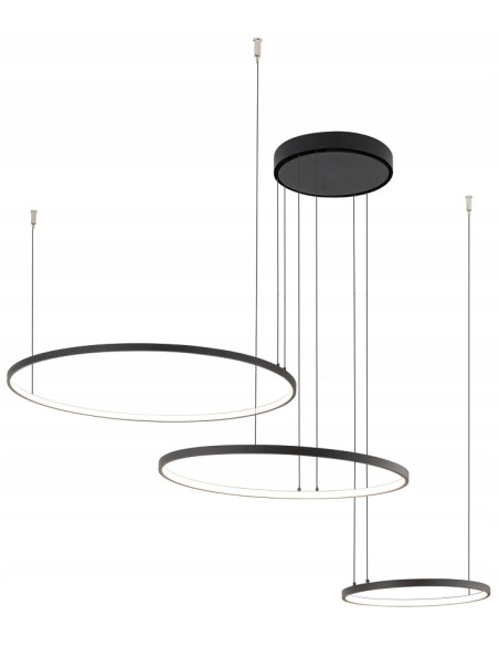 Nowodvorski CIRCOLO 11648 – nowoczesna czarna lampa LED wisząca 3-punktowa 125x140 cm, 3000K, 3750 lm