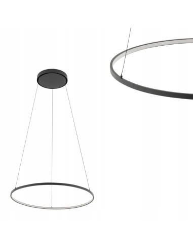 Nowodvorski Circolo 10862 — Biało-czarny ring LED 60 cm, wisząca lampa do salonu i biura (21W, 4000K)