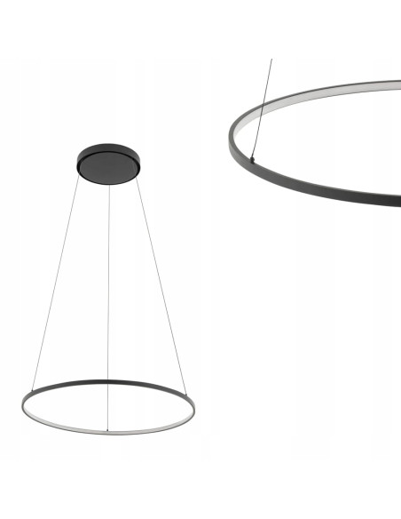 Nowodvorski Circolo 10862 — Biało-czarny ring LED 60 cm, wisząca lampa do salonu i biura (21W, 4000K)