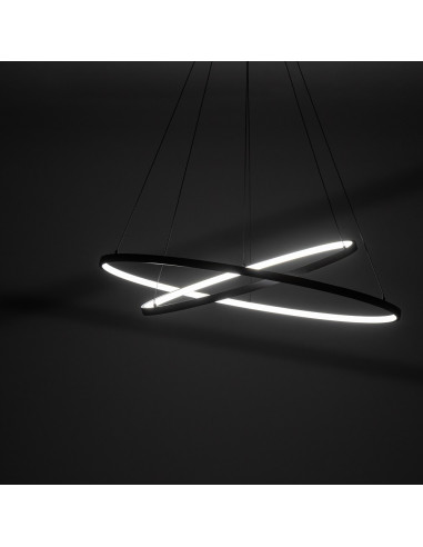 Nowodvorski Circolo 11647 — czarna lampa wisząca LED, podwójne koła, 67W, 3000K, nowoczesna