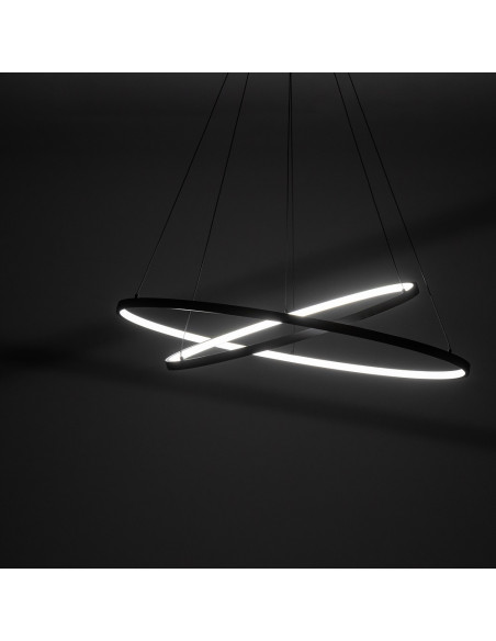 Nowodvorski Circolo 11647 — czarna lampa wisząca LED, podwójne koła, 67W, 3000K, nowoczesna