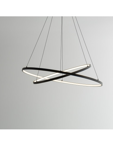 Nowodvorski Circolo 11647 — czarna lampa wisząca LED, podwójne koła, 67W, 3000K, nowoczesna