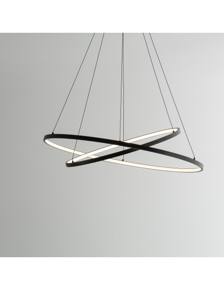 Nowodvorski Circolo 11647 — czarna lampa wisząca LED, podwójne koła, 67W, 3000K, nowoczesna