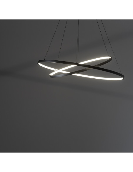 Nowodvorski Circolo 10814 lampa wisząca LED 2x35W czarna/biała Ø60 cm regulowana wysokość 140 cm, 3000K, 1200 lm