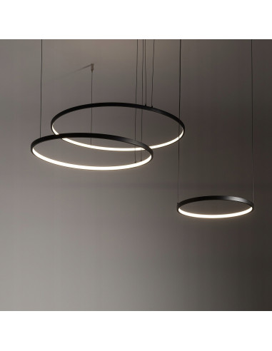 Nowodvorski Circolo 10817 — Czarna okrągła lampa LED 125 cm, regulowana do 140 cm, 1600 lm, 3000K (salon, kuchnia)