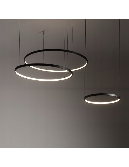 Nowodvorski Circolo 10817 — Czarna okrągła lampa LED 125 cm, regulowana do 140 cm, 1600 lm, 3000K (salon, kuchnia)