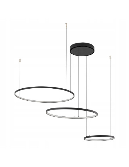 Nowodvorski Circolo 10817 — Czarna okrągła lampa LED 125 cm, regulowana do 140 cm, 1600 lm, 3000K (salon, kuchnia)