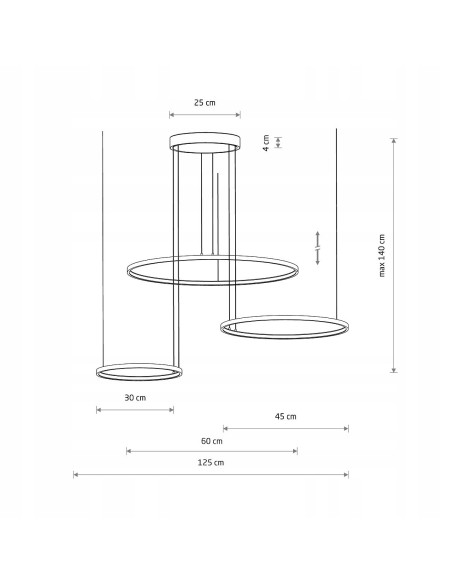 Nowodvorski Circolo 10817 — Czarna okrągła lampa LED 125 cm, regulowana do 140 cm, 1600 lm, 3000K (salon, kuchnia)