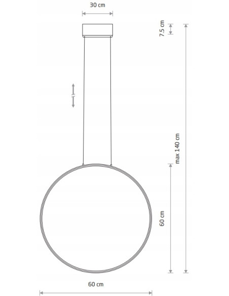 Nowodvorski Circolo 10861 – Czarna okrągła lampa LED wisząca 60 cm, 21W, 4000K, regulowana wysokość