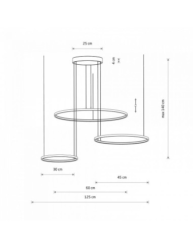 Nowodvorski Circolo 10867 — czarna lampa sufitowa LED 3-punktowa 45W 4000K 125x60 cm do salonu i sypialni