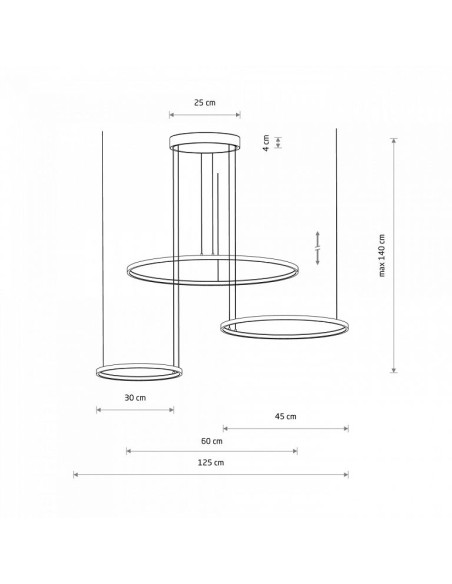 Nowodvorski Circolo 10867 — czarna lampa sufitowa LED 3-punktowa 45W 4000K 125x60 cm do salonu i sypialni